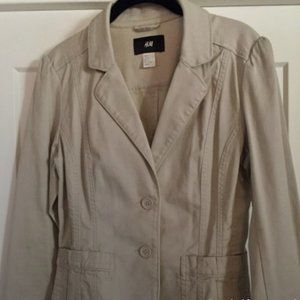 H&M Puff Utility Shoulder Blazer Khaki Sz12
